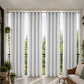 Blackout Linen Texture Curtains Set - Grommet Top, Room Darkening, 4 Panels