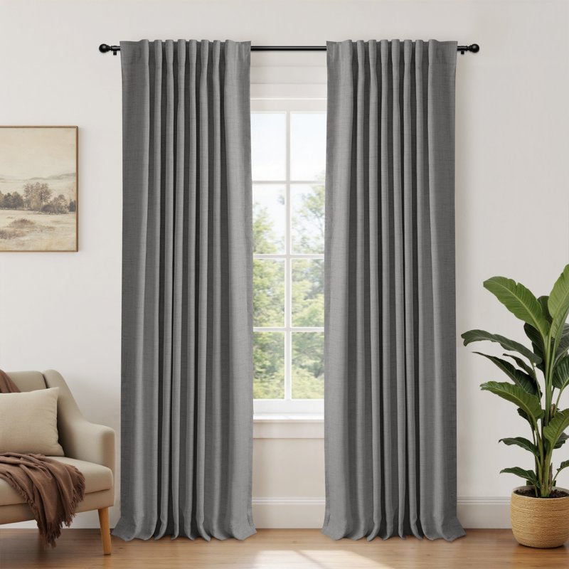 Blackout Curtains Set of 2 - Room Darkening Faux Linen Insulated Drapes 50x84 inches