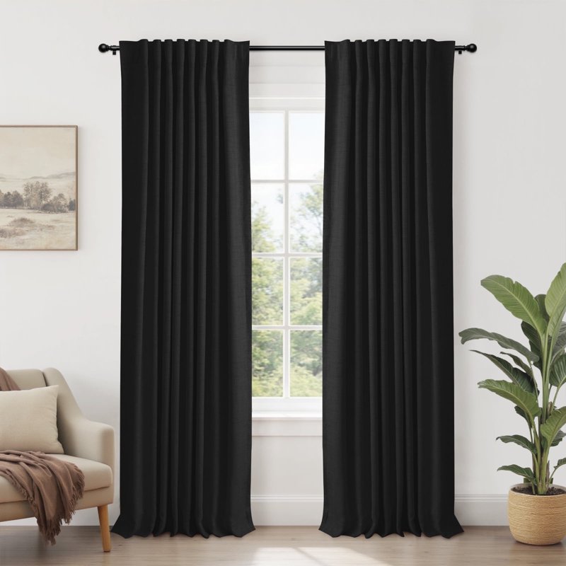 Blackout Curtains Set of 2 – Thermal Insulated Faux Linen Drapes for Bedroom, Room Darkening 50x108 inches