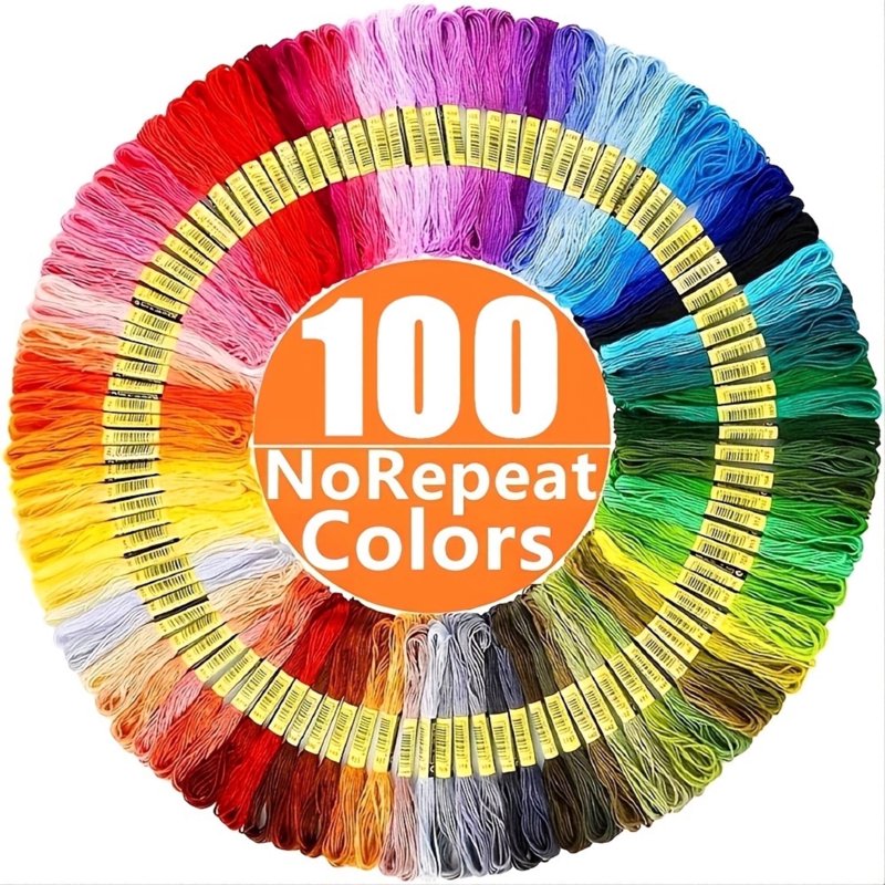 100 Colors Embroidery Thread Kit - 8M Cross Stitch & Sewing Floss
