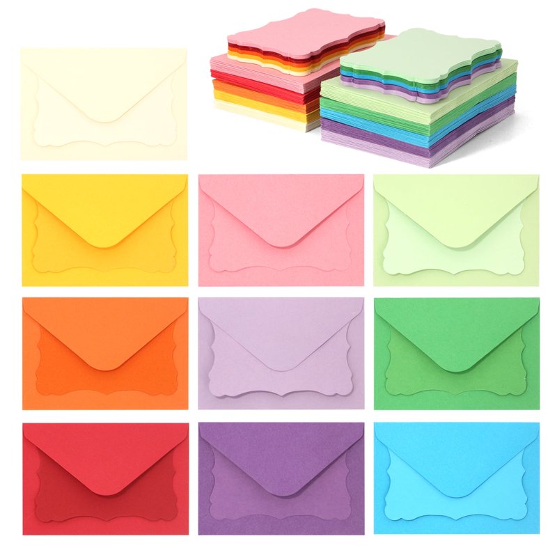 Colorful Mini Envelopes with Blank Note Cards - 100 Pack for Gifts & Celebrations