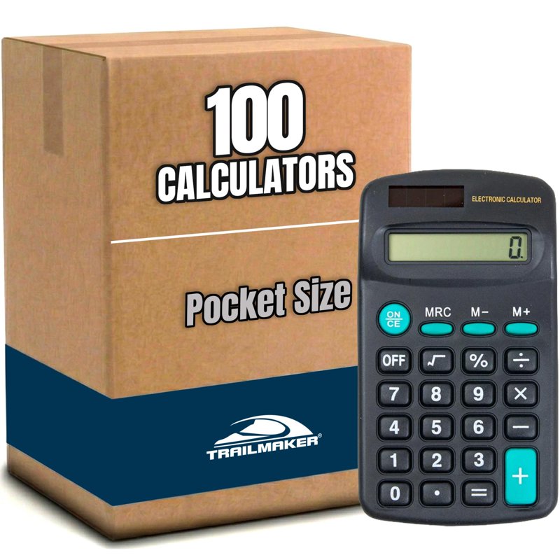 Bulk 100 Pocket Size Battery Calculators for Kids & Students - Basic Function