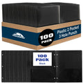 100 Pack Two-Pocket Translucent Black Hole Punch Folders with 3-Ring Binding, 11.5 x 9.5 in - Trailmaker (Variation: 100 Pack)