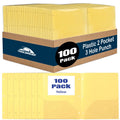100 Pack Yellow Two-Pocket Plastic Folders with 3-Ring Hole Punch - 11.5 x 9.5 in
