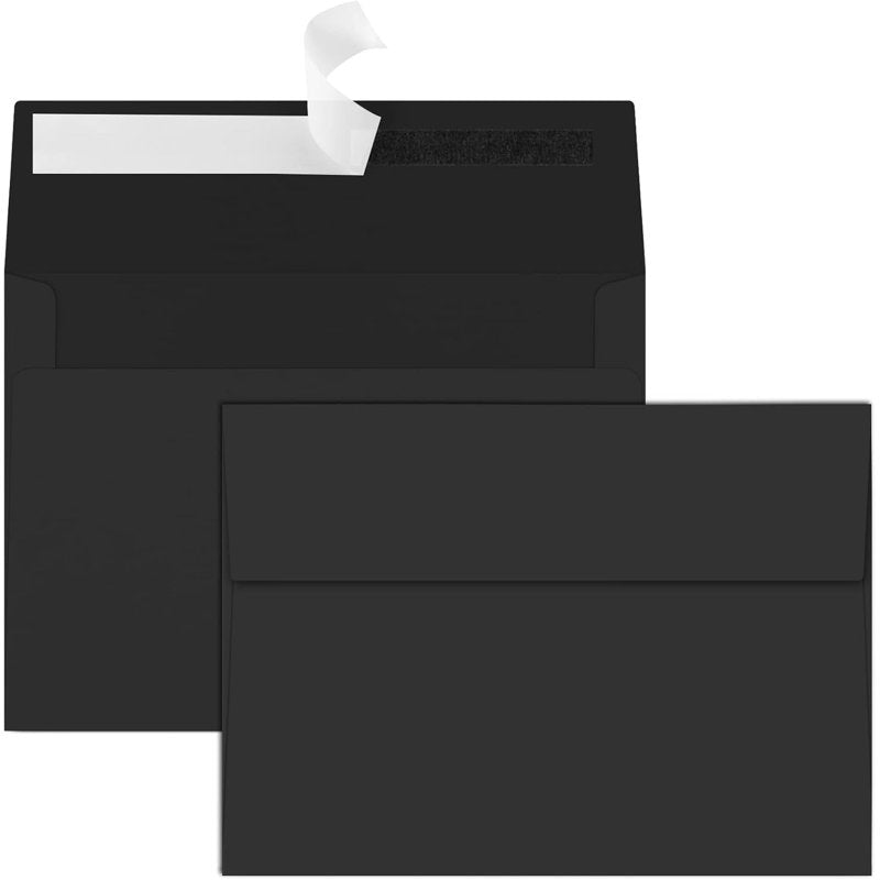 Black A7 Envelopes 5x7 Pack for Invitations Photos & Mailing Self Seal