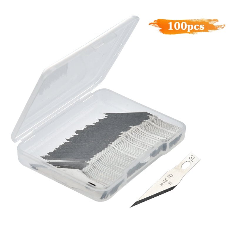 100 Pack Replacement Craft Knife Blades - Sharp, Rust-Resistant Carbon Steel