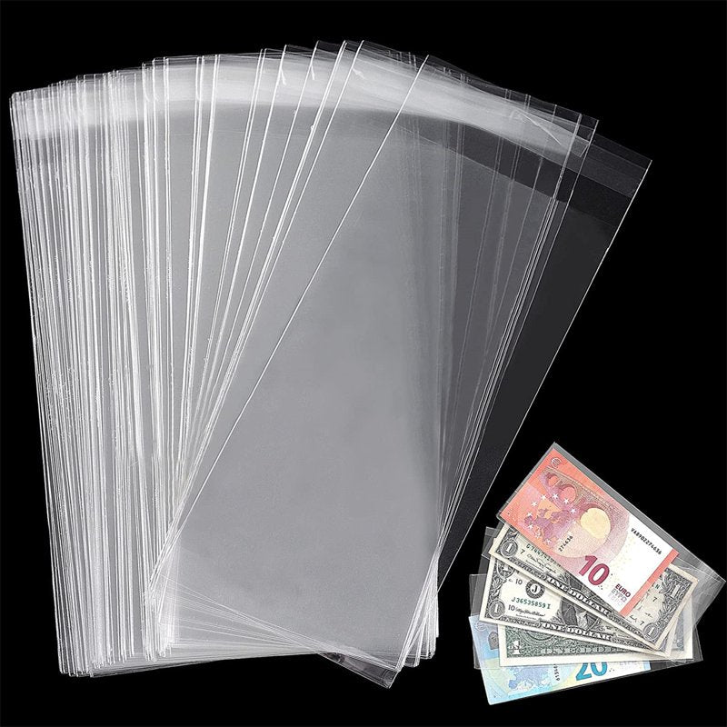 100 Clear Paper Money Sleeves with Storage Box for Currency & Collectibles