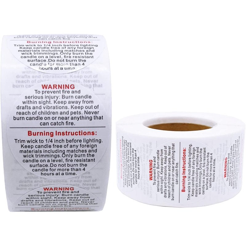 1000pcs Candle Warning Labels - 1.5 Inch Circular Safety Stickers for Candle Containers