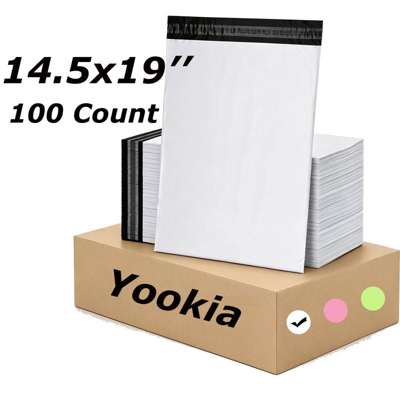 Large Poly Mailers 14.5x19 Inch Waterproof Tear-Proof Shipping Bags Bulk Pack