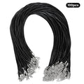 Bulk Leather Necklace Cord with Clasps - 100 Black 20 Inch Jewelry Making Supplies