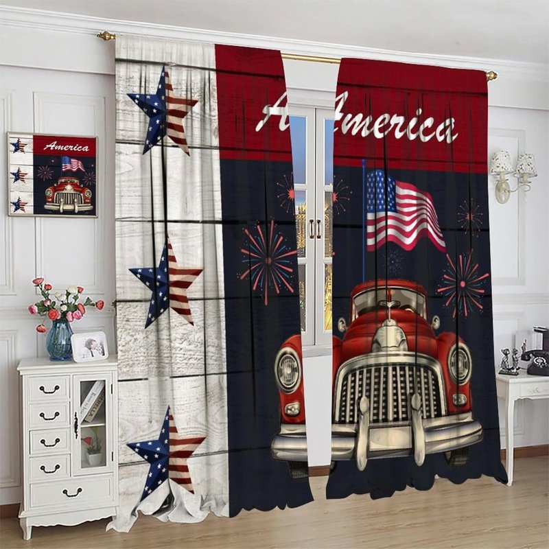 American Flag Blackout Curtains for Bedroom & Living Room - 84x84 Inches