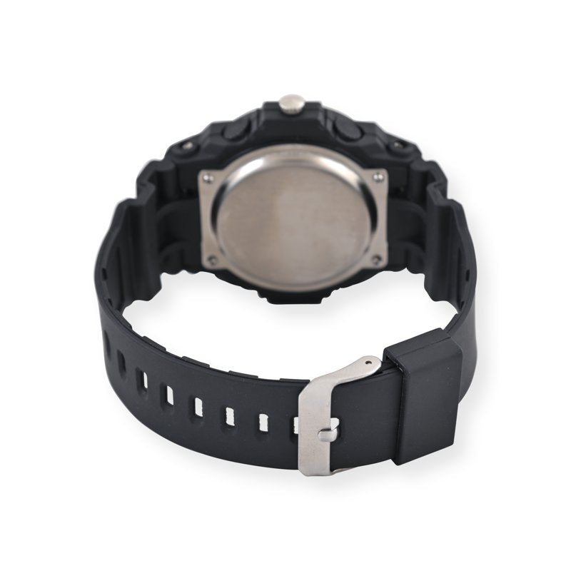 Men's Digital Analog Watch 52MM Black Round Case Silicone Strap
