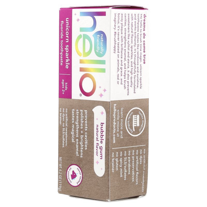 Hello Unicorn Sparkle Kids Toothpaste with Fluoride 3-Pack, Bubble Gum Flavor, 4.2 oz Tube