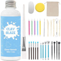 Air Dry Clay Glaze and Sculpting Tool Kit - Gloss Varnish and 29pcs Modeling Tools