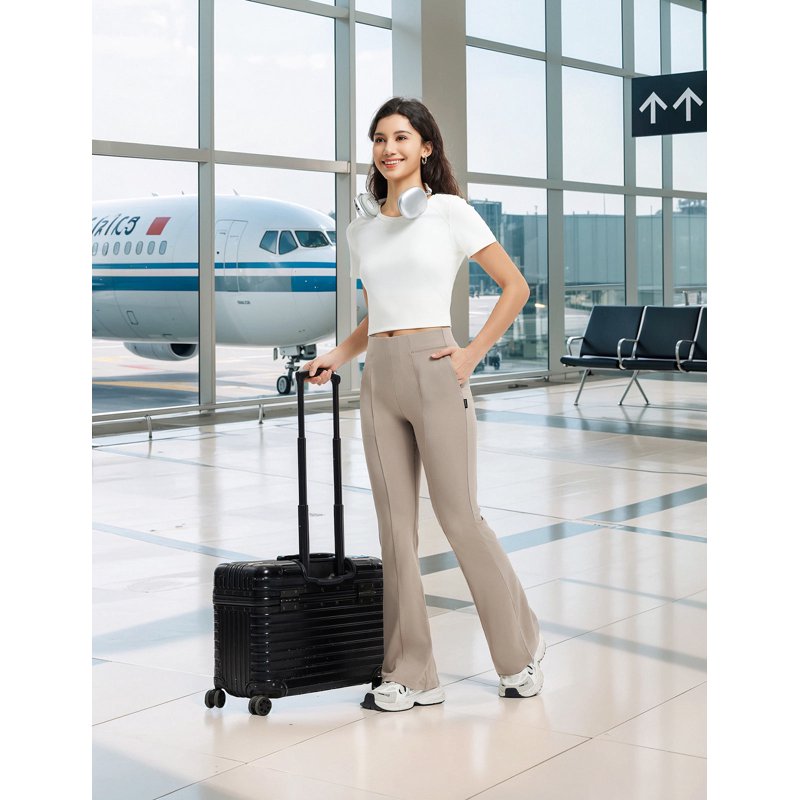 Women's Yoga Dress Pants with Pockets - High Waist, Bootcut, Stretchable, Casual Workwear