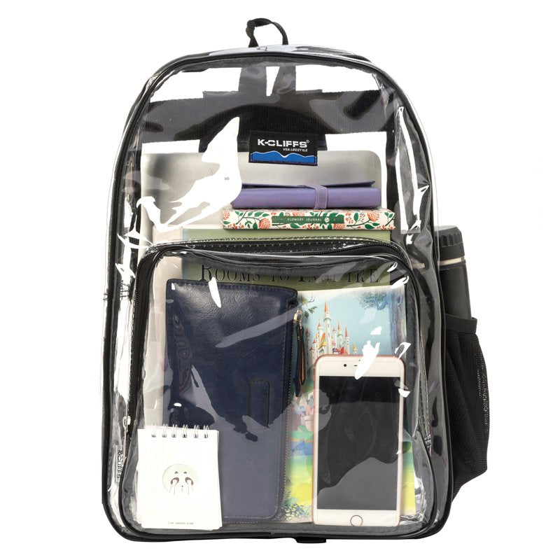 Unisex Clear Backpack for School - Transparent Student Bookbag with Padded Straps