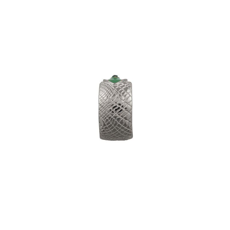 Unisex Silver Evil Eye Cigar Band Ring with Crocodile Texture - Size 9