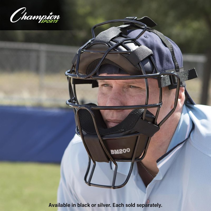 Lightweight Umpire Face Mask with Steel Cage & Adjustable Fit - Protects Head & Face