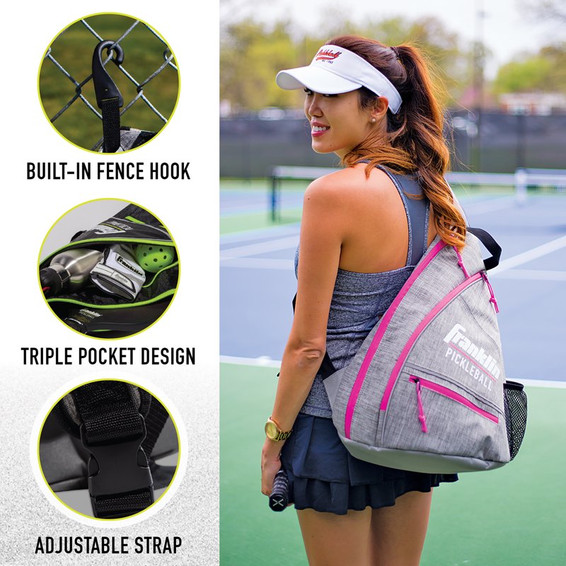 Pickleball Sling Bag - Franklin Sports | Gray/Pink