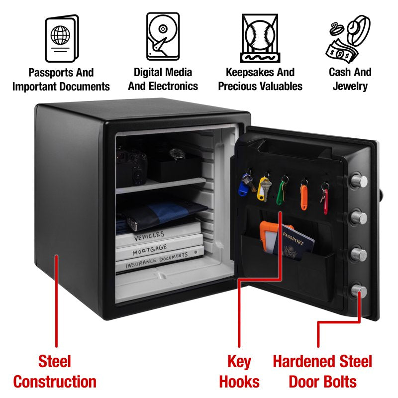Fire & Water-Resistant Digital Safe 1.23 Cu Ft - Heavy Duty Security Box
