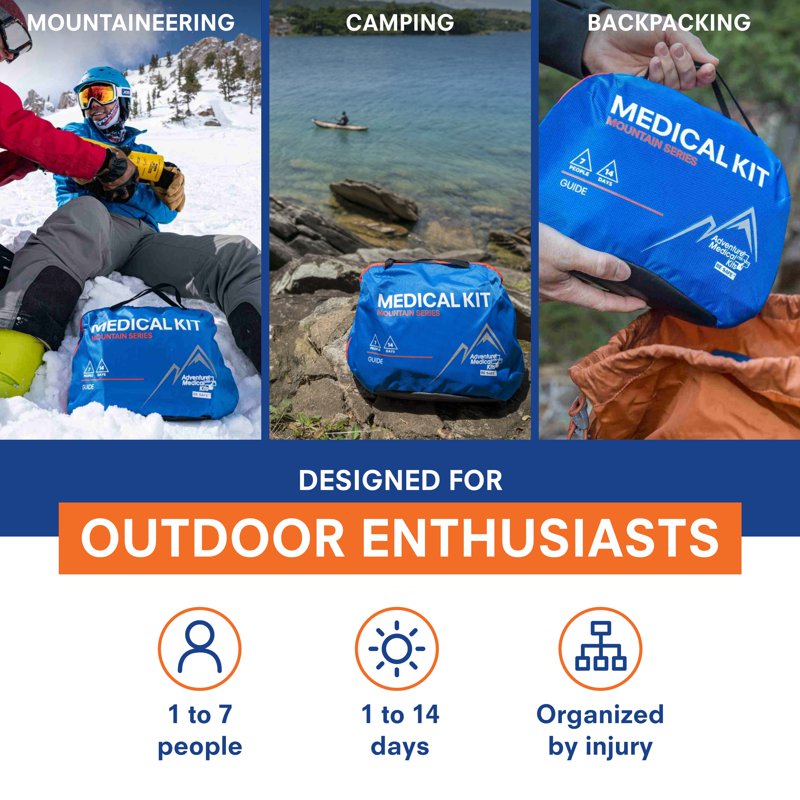 Wilderness First Aid Kit for Outdoor Adventures - 7 Person, 2-Week Supply