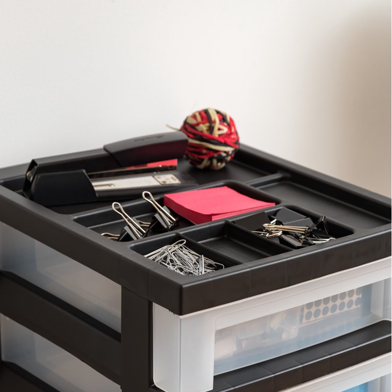 Multi-Purpose Plastic Storage Cart with Rolling Casters for Home & Office