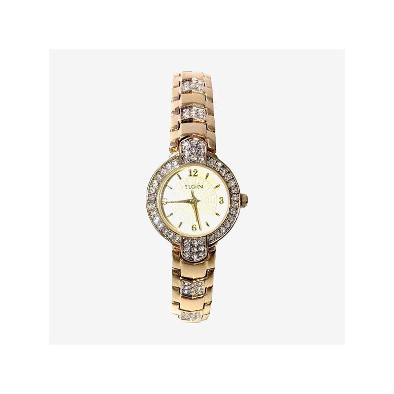 Gold Analog Watch Set for Women with Arrow Link Bracelet - Elgin EG1010ST