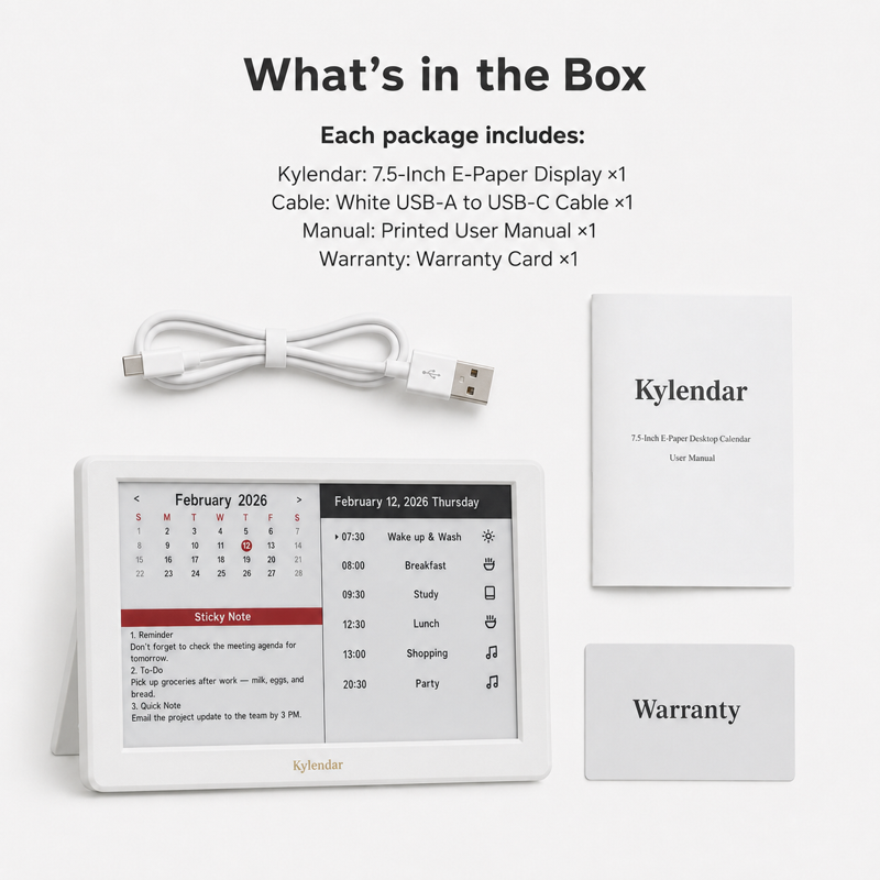 7-Inch Digital Calendar with E Ink Display, Remote Reminders & Widgets