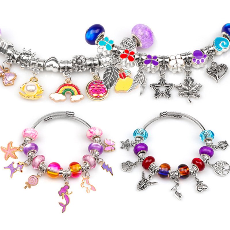 Jewelry Making Kit with Charms Beads and Bracelets - Kids DIY Craft Set