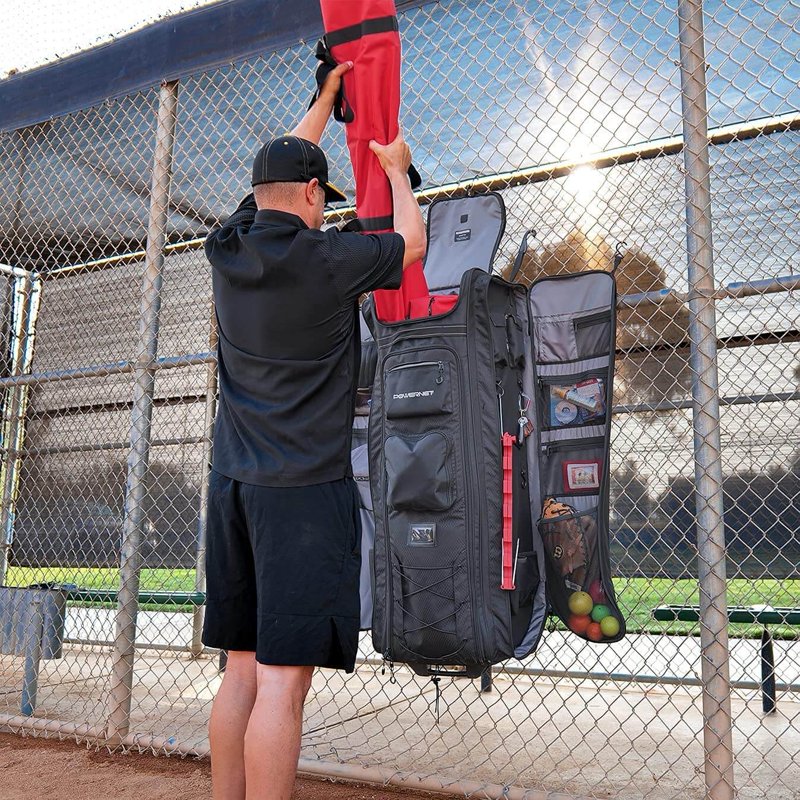 Baseball Travel Bag with Wheels & 20+ Pockets, Fits Catchers Gear & Bats