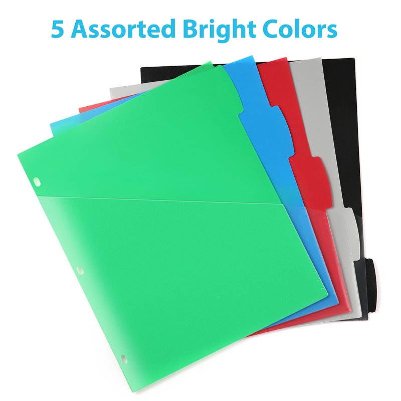 Plastic Binder Dividers with Pockets - Multi-Color 3-Ring Organizers, 15 Tabs
