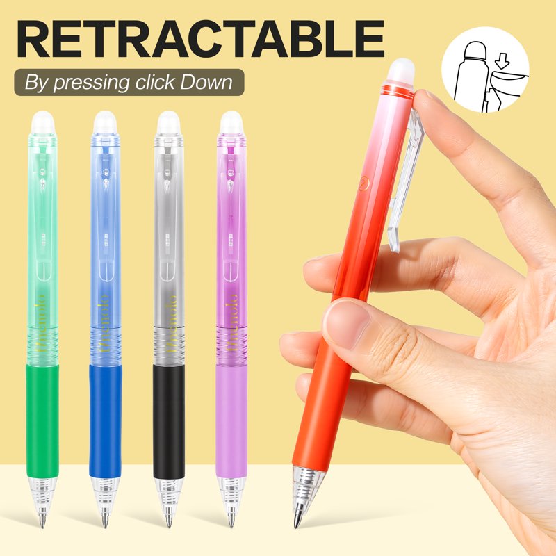 Erasable Gel Pens Set - 24 Assorted Fine Point Retractable Pens with Erasers