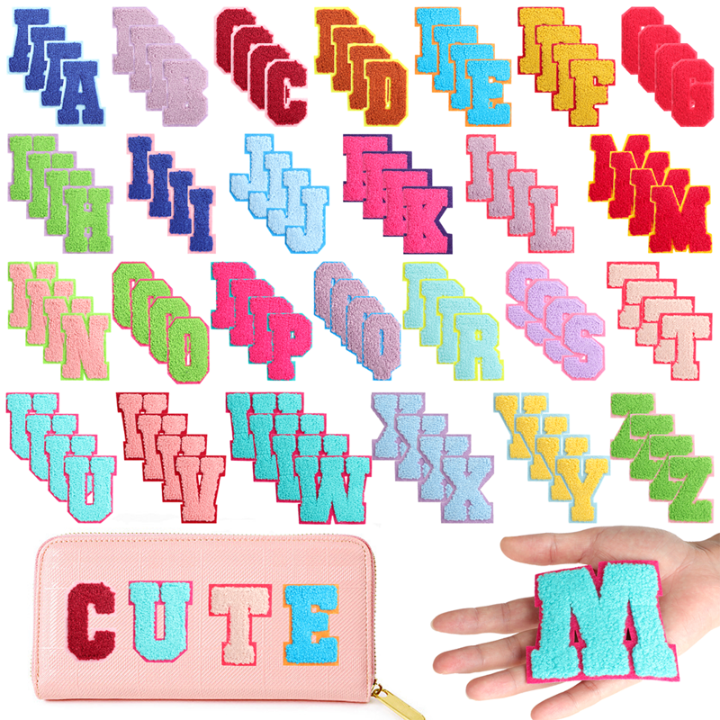 104PCS Colorful Chenille Letter Patches - Iron-On DIY Embroidered A-Z Set