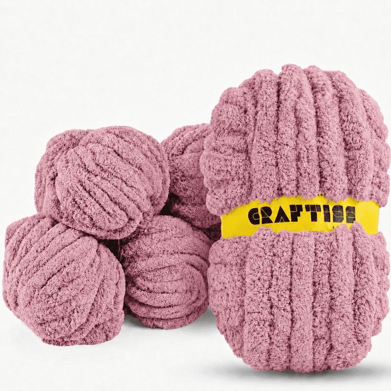 Chunky Chenille Yarn for Knitting & Crocheting - Soft & Plush 8 oz Skeins