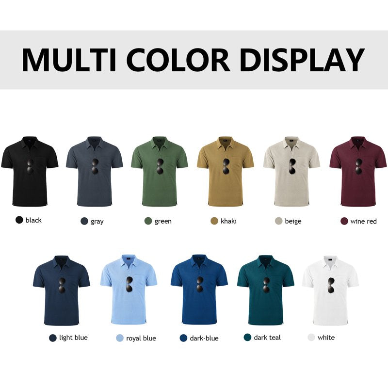 Men's Casual Polo Shirts 5 Pack Short Sleeve with Pocket Golf Style