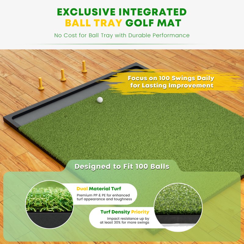 OKESAM 5x4 Feet Golf Mat with Ball Tray - Thick Artificial Turf for Hitting, Driving & Chipping (Variation: 5x4 feet large sized)