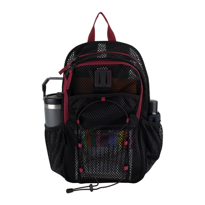 Unisex Mesh Backpack with Multiple Compartments - 17-Inch Utility Bag