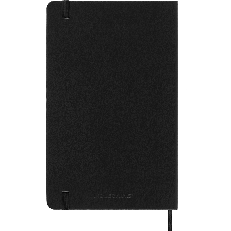 Large Hard Cover Notebook with Elastic Closure - Squared 5x8.25 Inch Black
