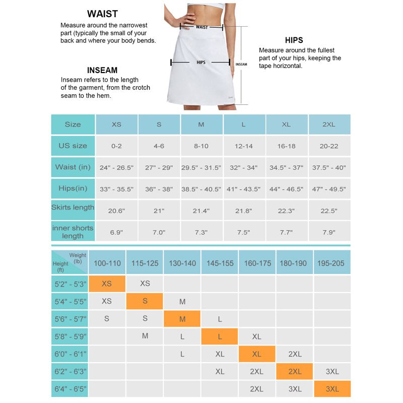 Women's Athletic Skorts with Pockets - Modest Golf & Casual Skirt