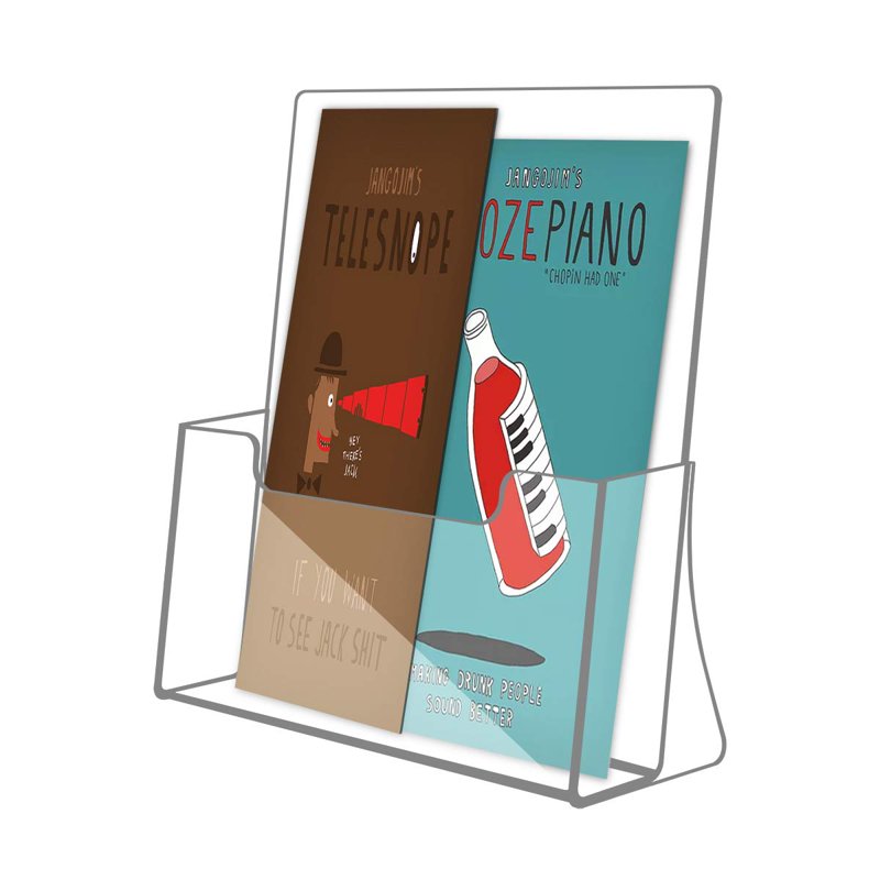 Acrylic Brochure Holder 8.5 x 11 Inch Pack of 2 - Slanted Literature Display Stand for Desk & Countertop