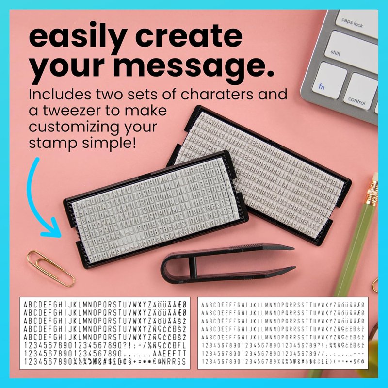 Large Custom Self-Inking Rubber Stamp Kit for Personalized Messages