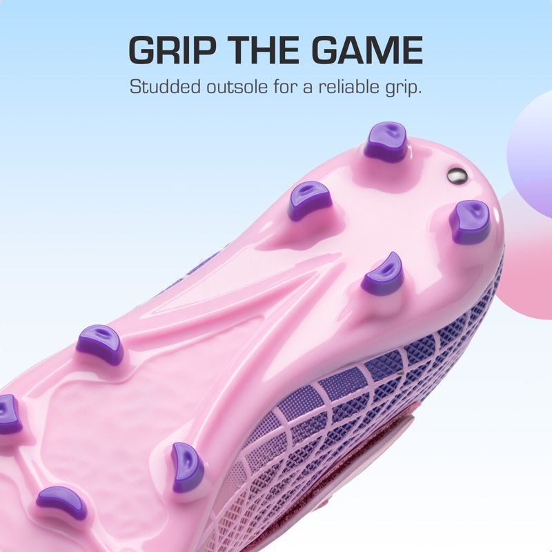 Dream Pairs Kids Soccer Cleats - Pink/Purple, Easy Hook & Loop Closure