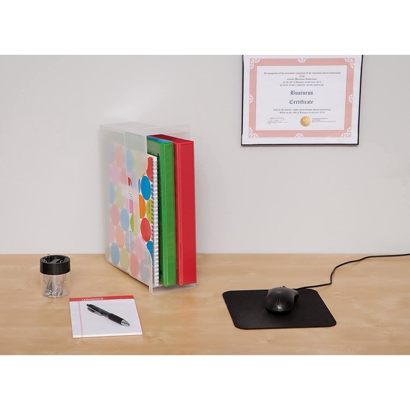 Portable Desktop File Box with Open Top - Letter Size, Clear, Handle