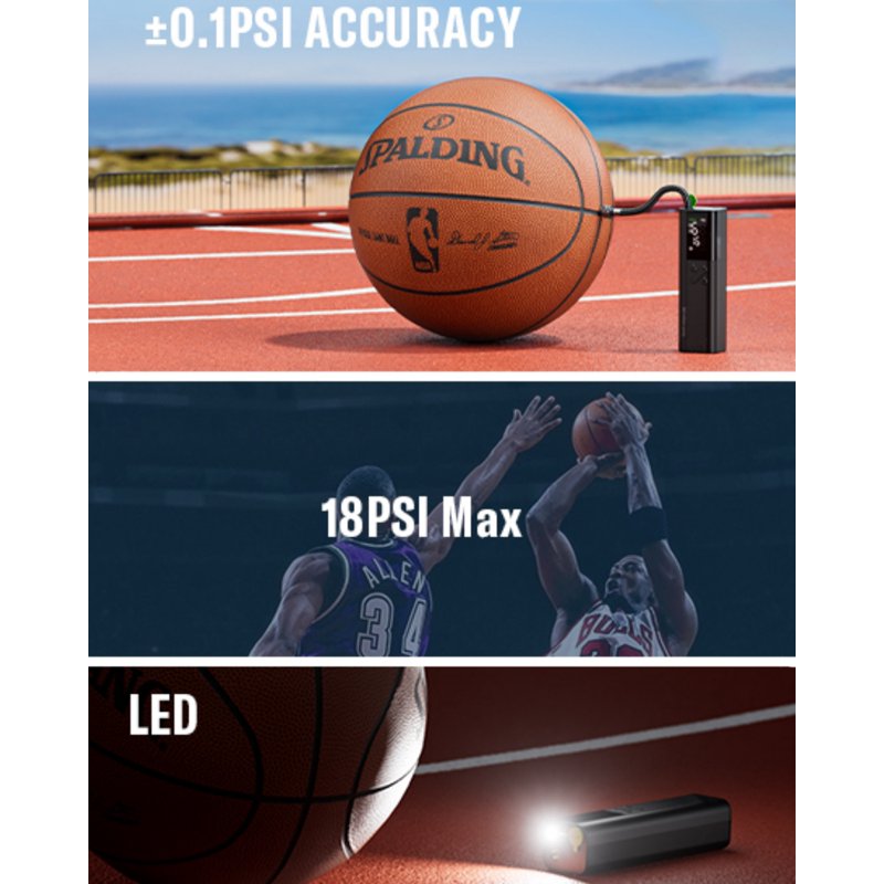 Electric Ball Pump with Gauge - Portable 18 PSI Automatic Sports Ball Inflator