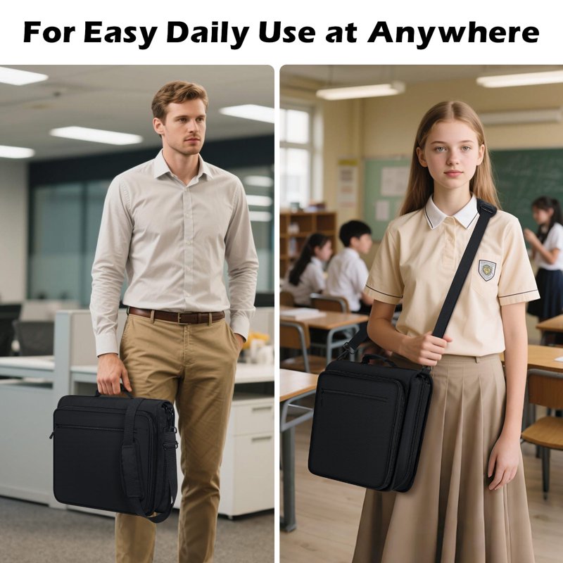 2-Inch Zipper Binder Organizer with Shoulder Strap, Holds 500 Sheets, School Supplies