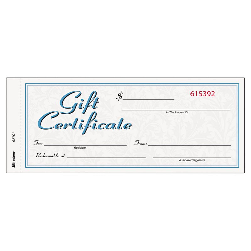 Gift Certificates with Envelopes - 25 Pack, Rectangular, 8x3.4 Inches