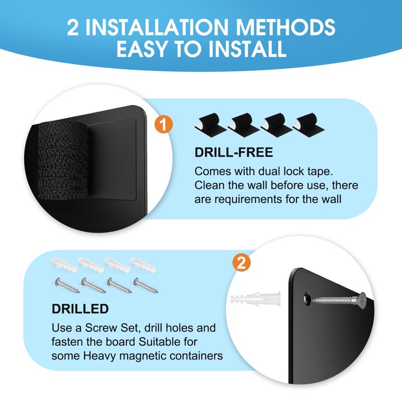 Magnetic Bulletin Board 17.5x11.4 Inch Wall Organizer with Dual Lock Tape and Screws