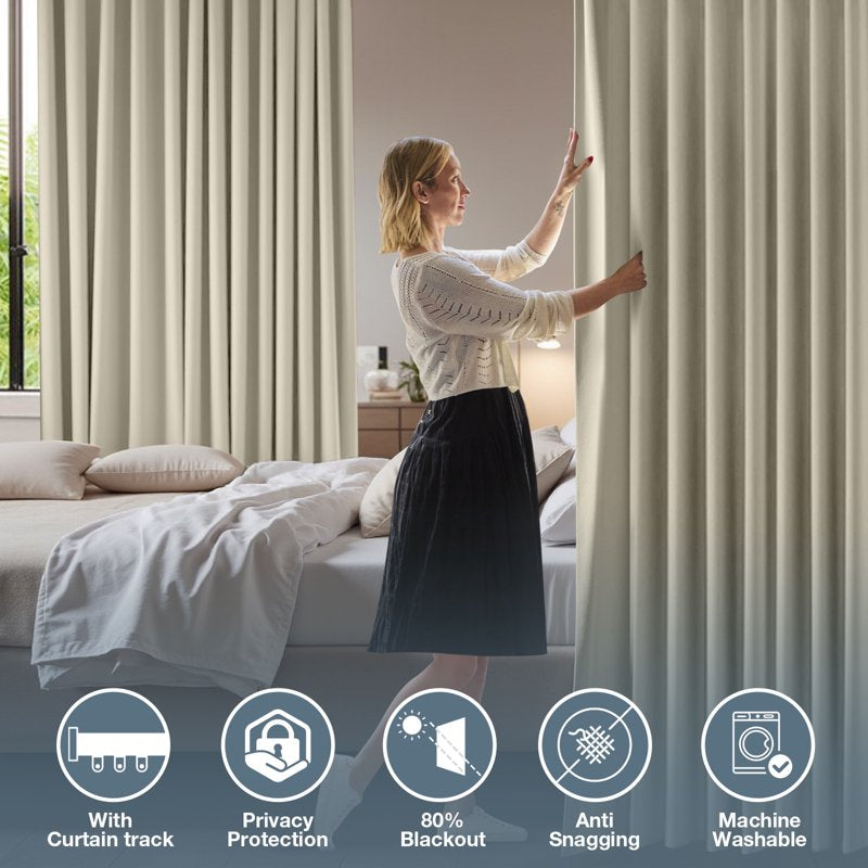 Room Divider Curtain Set with Track - Blackout Noise Insulation Partition Wall