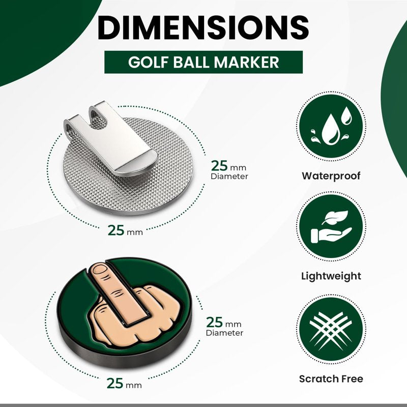 Golf Ball Marker Set with Magnetic Hat Clip - Color-Coded Alignment Tools for Men & Women