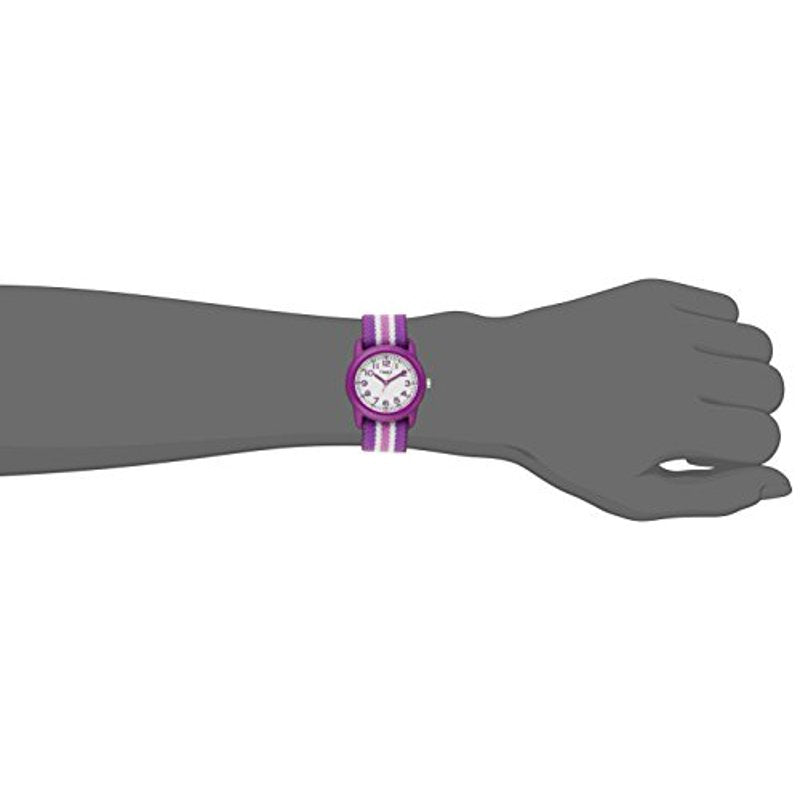 Kids Watch with Elastic Fabric Strap, 29mm Purple Stripe - Water Resistant